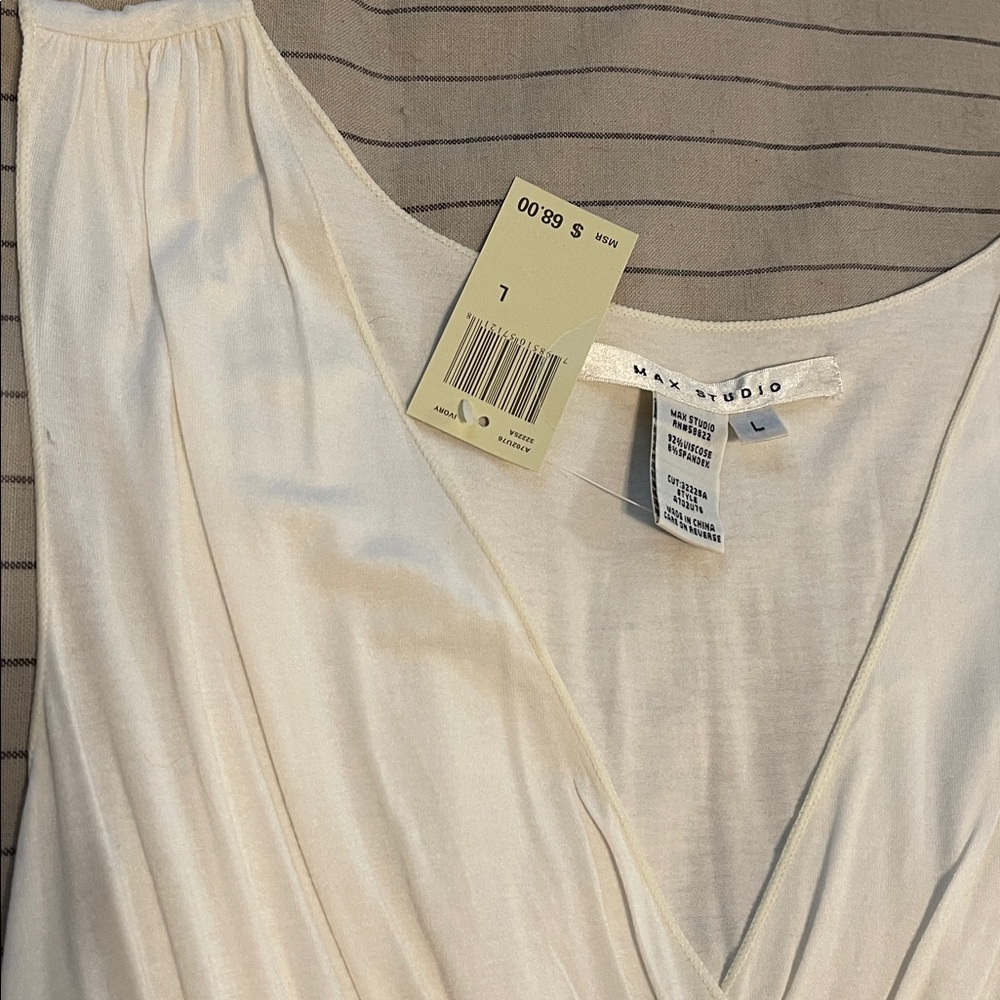 NWT Max Studio Y2K ivory empire waist sleeveless blouse top size L - Picture 4 of 8